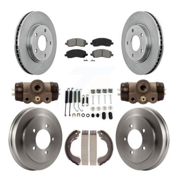 Front Rear Disc Brake Rotors Semi-Metallic Pads And Drum Kit (9Pc) For Dodge Caliber K8S-102535