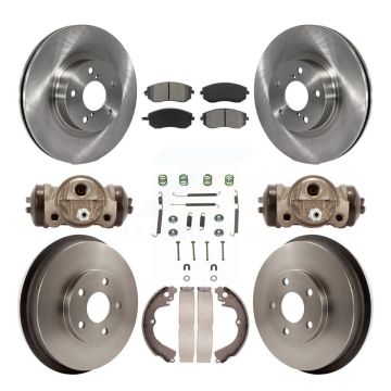 Front Rear Brake Rotors Semi-Metallic Pad Drum Kit (9Pc) For Subaru Impreza Outback RS TS K8S-102549