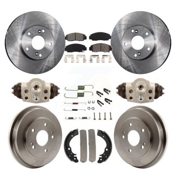 Front Rear Disc Brake Rotors Semi-Metallic Pads And Drum Kit (9Pc) For Honda Civic GX K8S-102551