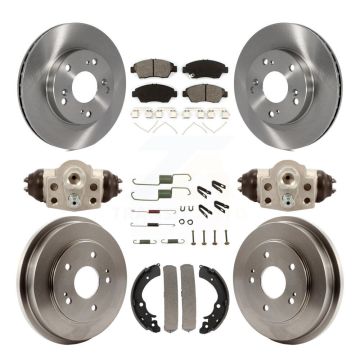 Front Rear Brake Rotors Semi-Metallic Pad Drum Kit (9Pc) For 2006-2008 Honda Civic Hybrid K8S-102559