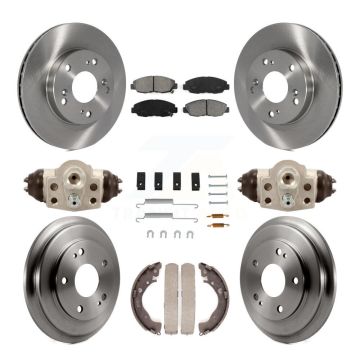 Front Rear Disc Brake Rotors Semi-Metallic Pads And Drum Kit (9Pc) For Honda Civic K8S-102560