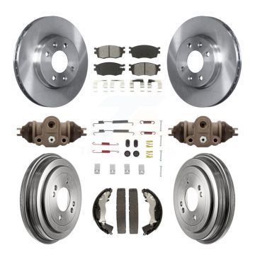 Front Rear Brake Rotor Semi-Metallic Pad & Drum Kit (9Pc) For Hyundai Accent Kia Rio Rio5 K8S-102568