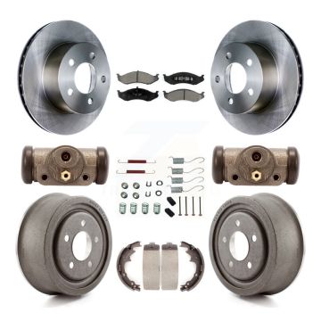 Front Rear Brake Rotor Semi-Metallic Pad Drum Kit (9Pc) For Jeep TJ With 9" Diameter K8S-102610