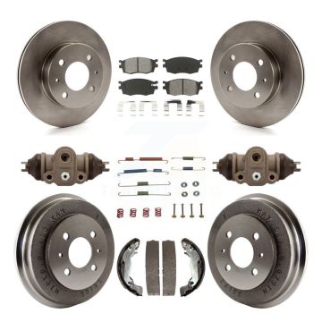Front Rear Brake Rotor Semi-Metallic Pad Drum Kit (9Pc) For 2006 Hyundai Accent Hatchback K8S-102627