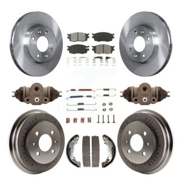 Front Rear Brake Rotor Semi-Metallic Pad Drum Kit (9Pc) For 06 Hyundai Accent To 09 30 05 K8S-102629