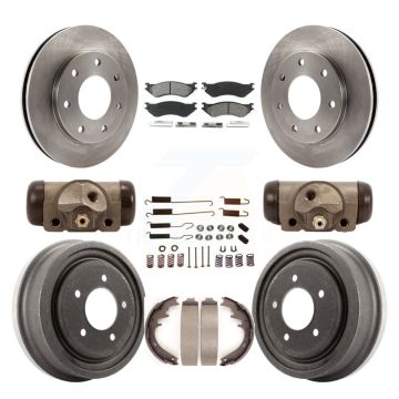 Front Rear Brake Rotors Semi-Metallic Pad Drum Kit (9Pc) For Ford F-150 With 7 Lug Wheels K8S-102635