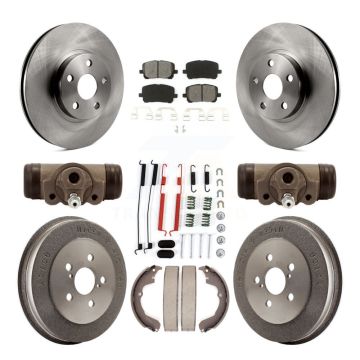 Front Rear Brake Rotors Semi-Metallic Pad & Drum Kit (9Pc) For Toyota Matrix Pontiac Vibe K8S-102658