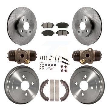 Front Rear Disc Brake Rotors Semi-Metallic Pad & Drum Kit (9Pc) For 2001-2005 Toyota Echo K8S-102659