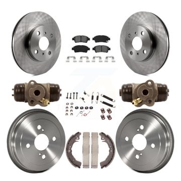 Front Rear Brake Rotor Semi-Metallic Pad & Drum Kit (9Pc) For 2000 Toyota Echo From 08 00 K8S-102660