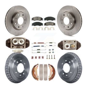 Front Rear Brake Rotors Semi-Metallic Pad Drum Kit (9Pc) For Kia Spectra rear brakes K8S-102669