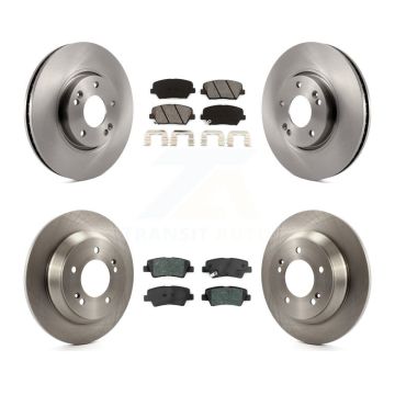 Front Rear Disc Brake Rotor Semi-Metallic Pad Kit For Kia Rondo With Manual Parking K8S-102694