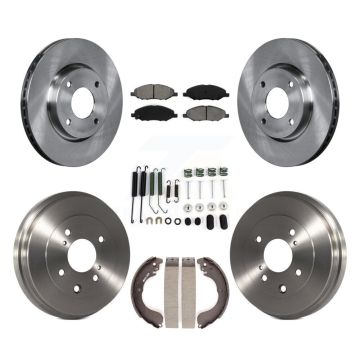 Front Rear Brake Rotor Semi-Metallic Pad Drum Kit (7Pc) For 2008 Nissan Versa 4-Wheel ABS K8S-102714