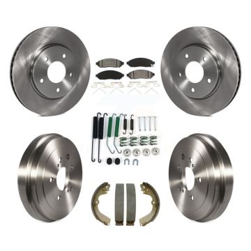 Front Rear Brake Rotor Semi-Metallic Pad & Drum Kit (7Pc) For Nissan NV200 Chevrolet City K8S-102715