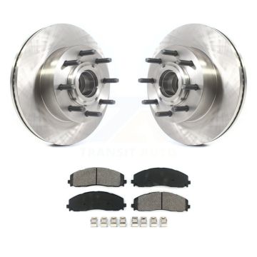 Front Disc Brake Rotor Hub Assembly Semi-Metallic Pad Kit For Ford F-350 Super Duty F-250 K8S-102831
