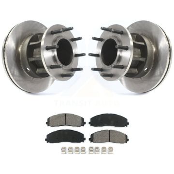 Front Disc Brake Rotors Hub And Semi-Metallic Pad Kit For Ford F-350 Super Duty F-250 RWD K8S-102832