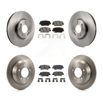 Front Rear Brake Rotors & Semi-Metallic Pad Kit For Kia Rondo With Electric Parking K8S-102909