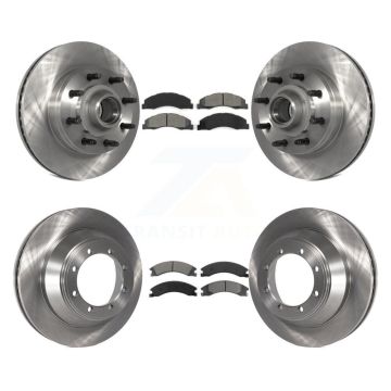 Front Rear Disc Brake Rotor Semi-Metallic Pad Kit For Ford E-450 Super Duty DIESEL engine K8S-103103