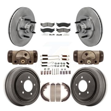 Front Rear Disc Brake Rotors Semi-Metallic Pad And Drum Kit (9Pc) For 1999 Ford F-150 RWD K8S-103161