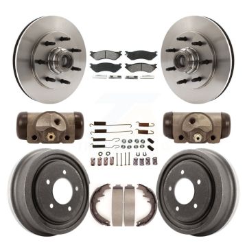 Front Rear Disc Brake Rotors Semi-Metallic Pad And Drum Kit (9Pc) For 1999 Ford F-150 RWD K8S-103162