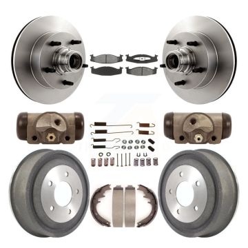 Front Rear Brake Rotor Semi-Metallic Pad And Drum Kit (9Pc) For Ford E-150 Econoline Club K8S-103164
