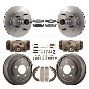 Front Rear Disc Brake Rotor Semi-Metallic Pad And Drum Kit (9Pc) For Ford E-150 Econoline K8S-103165