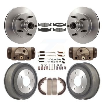 Front Rear Disc Brake Rotor Semi-Metallic Pad And Drum Kit (9Pc) For Ford E-150 Econoline K8S-103166