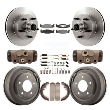 Front Rear Brake Rotor Semi-Metallic Pad And Drum Kit (9Pc) For Ford E-150 Econoline Club K8S-103167