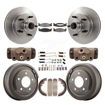 Front Rear Disc Brake Rotor Semi-Metallic Pad And Drum Kit (9Pc) For Ford E-150 Econoline K8S-103168