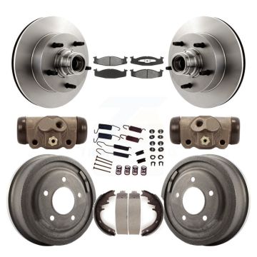 Front Rear Brake Rotor Semi-Metallic Pad And Drum Kit (9Pc) For Ford E-150 Econoline Club K8S-103170