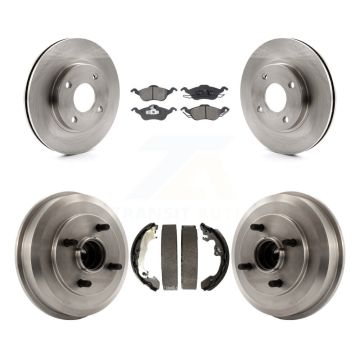 Front Rear Brake Rotor Semi-Metallic Pad & Drum Kit For Ford Focus Wheel Bearing Included K8S-103228