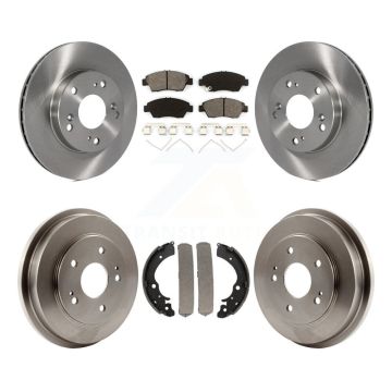 Front Rear Disc Brake Rotor Semi-Metallic Pad & Drum Kit For 2006-2008 Honda Civic Hybrid K8S-103244