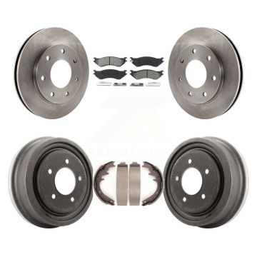 Front Rear Brake Rotor Semi-Metallic Pad Drum Kit For 99 Ford F-150 4WD With 7 Lug Wheels K8S-103262