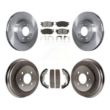 Front Rear Brake Rotor Semi-Metallic Pad Drum Kit For 06 Hyundai Accent Sedan To 09 30 05 K8S-103276