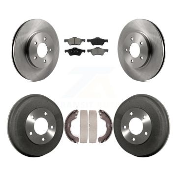 Front Rear Brake Rotor Semi-Metallic Pad & Drum Kit For Ford Escape Mazda Tribute Mercury K8S-103303