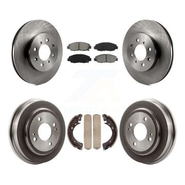 Front Rear Disc Brake Rotors Semi-Metallic Pads And Drum Kit For Honda Civic Acura EL K8S-103404
