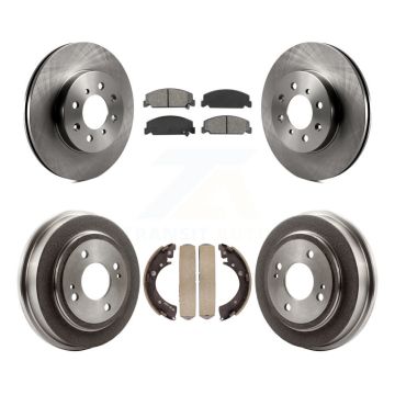 Front Rear Brake Rotors Semi-Metallic Pad Drum Kit For 97 Honda Civic LX with 4-Wheel ABS K8S-103408