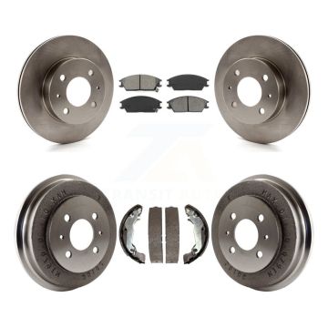Front Rear Disc Brake Rotors Semi-Metallic Pads And Drum Kit For 2003-2005 Hyundai Accent K8S-103429