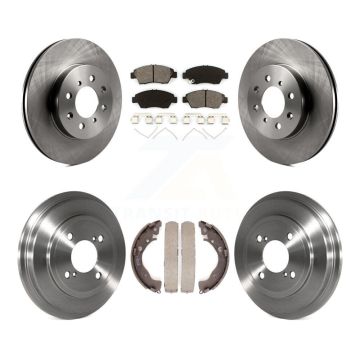 Front Rear Disc Brake Rotors Semi-Metallic Pads And Drum Kit For 2013 Honda Fit DX K8S-103445