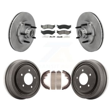 Front Rear Disc Brake Rotors Hub Semi-Metallic Pads And Drum Kit For 1999 Ford F-150 RWD K8S-103459