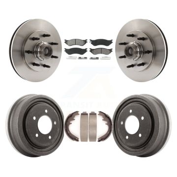 Front Rear Disc Brake Rotors Hub Semi-Metallic Pads And Drum Kit For 1999 Ford F-150 RWD K8S-103460