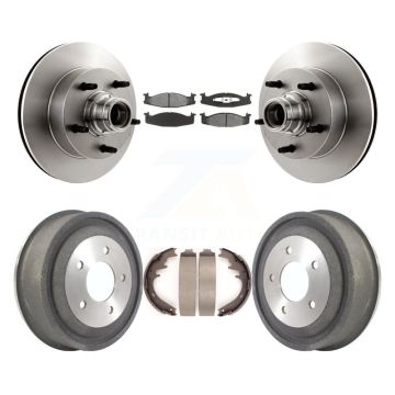 Front Rear Brake Rotor Hub Semi-Metallic Pad Drum Kit For Ford E-150 Econoline Club Wagon K8S-103463