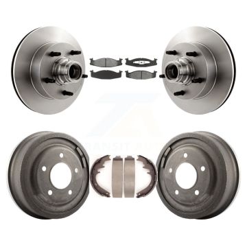 Front Rear Brake Rotor Hub Semi-Metallic Pad Drum Kit For Ford E-150 Econoline Club Wagon K8S-103464