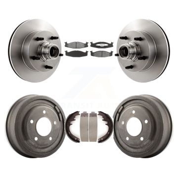 Front Rear Brake Rotor Hub Semi-Metallic Pad Drum Kit For Ford E-150 Econoline Club Wagon K8S-103466