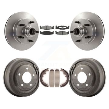 Front Rear Brake Rotors Semi-Metallic Pad & Drum Kit For Ford E-150 Econoline 2-Wheel ABS K8S-103467