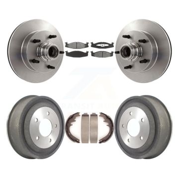 Front Rear Brake Rotors Semi-Metallic Pad & Drum Kit For Ford E-150 Econoline 2-Wheel ABS K8S-103468