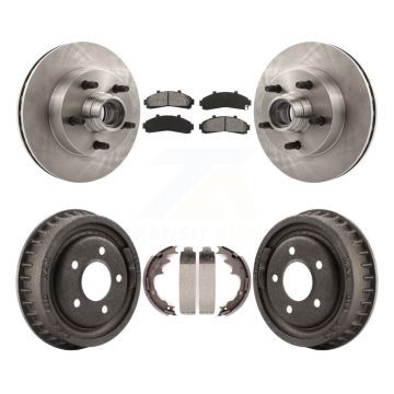 Front Rear Brake Rotor Semi-Metallic Pad & Drum Kit For Mazda B4000 With 9" Diameter K8S-103473