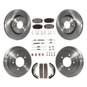 Front Rear Disc Brake Rotors Semi-Metallic Pads And Drum Kit (7Pc) For Hyundai Elantra K8S-103499