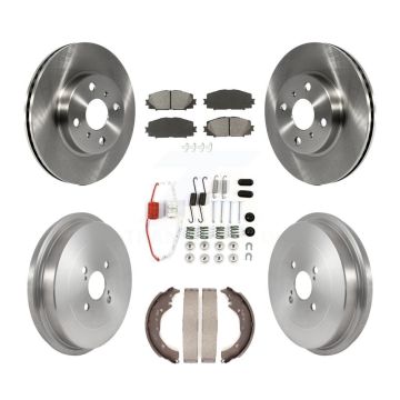 Front Rear Disc Brake Rotors Semi-Metallic Pad Drum Kit (7Pc) For Toyota Prius C Scion iQ K8S-103582