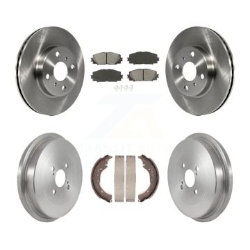 Front Rear Disc Brake Rotors Semi-Metallic Pads And Drum Kit For Toyota Prius C Scion iQ K8S-103584