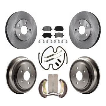 Front Rear Disc Brake Rotors Semi-Metallic Pads And Drum Kit (7Pc) For Chevrolet Malibu K8S-103618